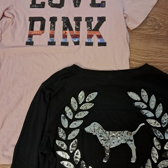 PINK Victoria's Secret Bundle Sequins Tees Y2k Yoga Pants Small - Picture 7 of 11
